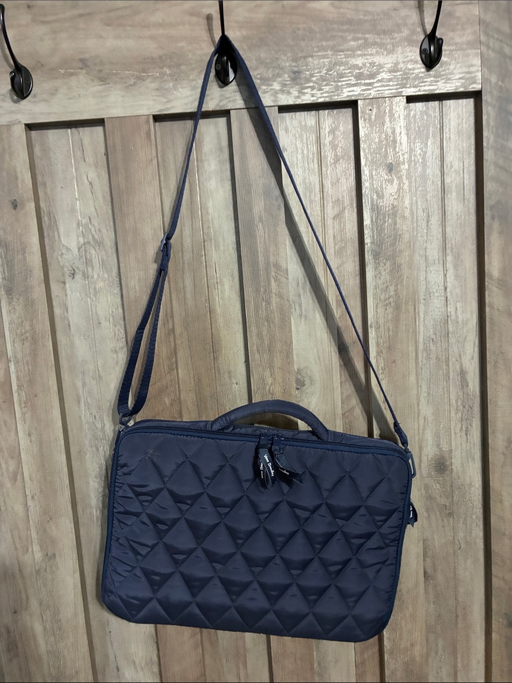 Vera Bradley Quilted Laptop Crossbody in Navy